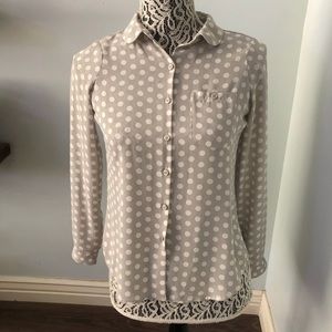 Polka dot button up loft blouse